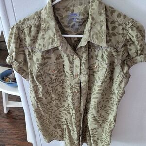 Wrangler 20X Green Western Shirt. Large
